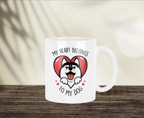 My heart belongs to my dog Husky mok, Huis en Inrichting, Keuken | Servies, Nieuw, Kop(pen) en/of Schotel(s), Overige stijlen