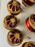10 luxe kerstballen, royal rood met goud, Nieuw, Ophalen