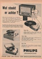 Retro reclame 1954 Philips grammofoon platenspeler 3 soorten, Verzenden, Overige typen