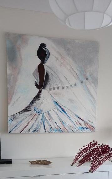 Schilderij: Elegante Dame, 120x120cm beschikbaar voor biedingen