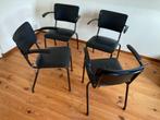 4 jaren 50 kantoorstoelen bureaustoel zwarte stoelen vintage, Huis en Inrichting, Stoelen, Ophalen, Gebruikt, Zwart, Vier