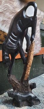 Handgesneden ebbenhouten panter - sculptuur panters, Antiek en Kunst, Kunst | Beelden en Houtsnijwerken, Ophalen of Verzenden