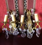 2 Wandlampen antiek Maria Theresa kristal pegels, Ophalen of Verzenden, Metaal, Antiek / klassiek