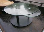 mooie salontafel glas,draaibaar, Huis en Inrichting, Tafels | Salontafels, Ophalen, Gebruikt, 100 tot 150 cm, Rond