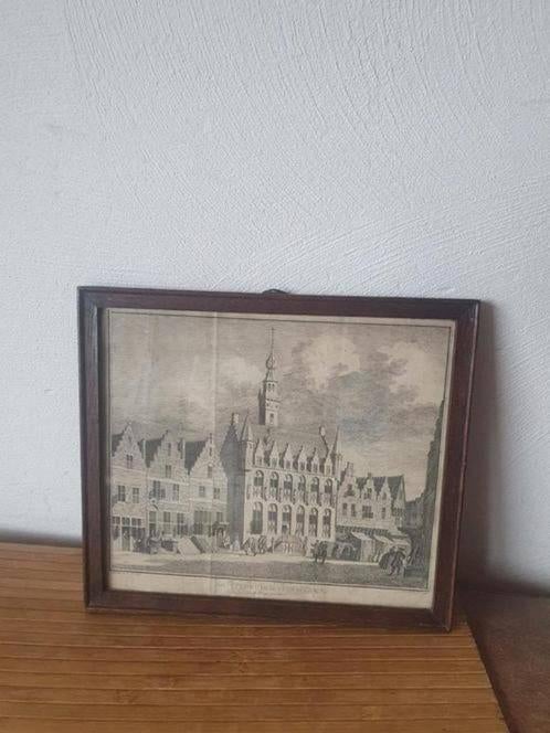 Misdruk 1743 stadhuis Veere met tekst Vlissingen Pronk, Antiek en Kunst, Ophalen