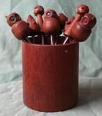 Vintage cocktailvorkjes teak Denemarken, Antiek en Kunst, Antiek | Bestek, Ophalen of Verzenden