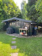 Blokhut 3.80 meter x 3.80 meter met dakpanelementen, Tuin en Terras, Tuinhuizen, Ophalen, 250 tot 500 cm, Blokhut, 2 ramen