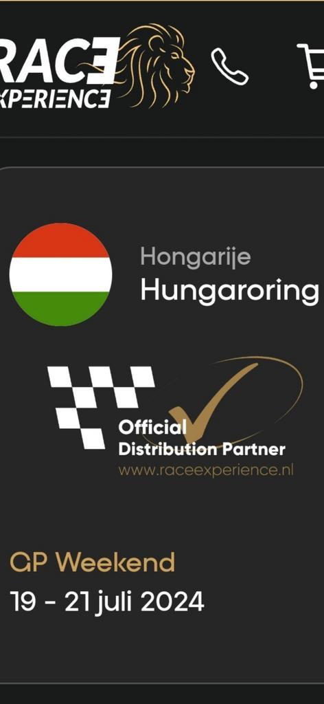 F1 tickets Hongarije, Tickets en Kaartjes, Sport | Overige, Twee personen, Juli