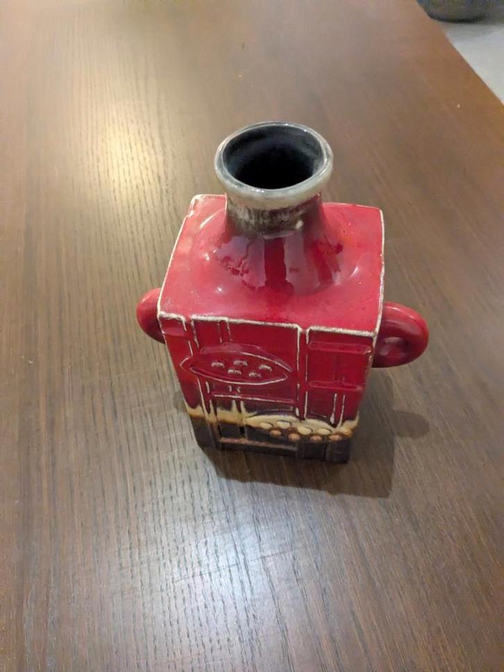 Vintage Heibi Vaas West-Duitsland, Huis en Inrichting, Woonaccessoires | Vazen, Gebruikt, Rood, Minder dan 50 cm, Aardewerk of Porselein