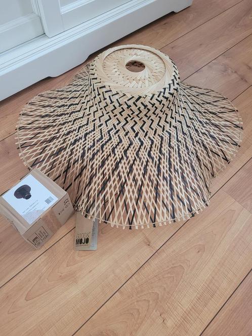 Good&Mojo Plafonniere Bamboe/Zwart Ø65cm, Huis en Inrichting, Lampen | Plafondlampen, Nieuw, Hout, Metaal, Overige materialen