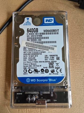 WD 640GB Externe 2.5 HDD - Doorzichtige Behuizing beschikbaar voor biedingen