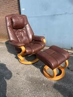 Himolla fauteuil met voetenbank, Huis en Inrichting, Fauteuils, Ophalen, Zo goed als nieuw, 50 tot 75 cm, Leer