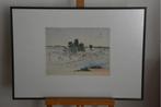 Ingelijste Japanse repro van Hiroshige: Landschap., Ophalen of Verzenden