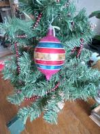oude glazen kerstbal model grotere bonte bolle pegelbal, Ophalen of Verzenden, Gebruikt