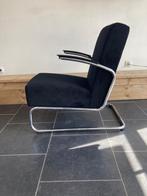 Gispen 405 fauteuil, chroom, zwarte ribstof, Huis en Inrichting, Fauteuils, Minder dan 75 cm, Ophalen of Verzenden, Zo goed als nieuw