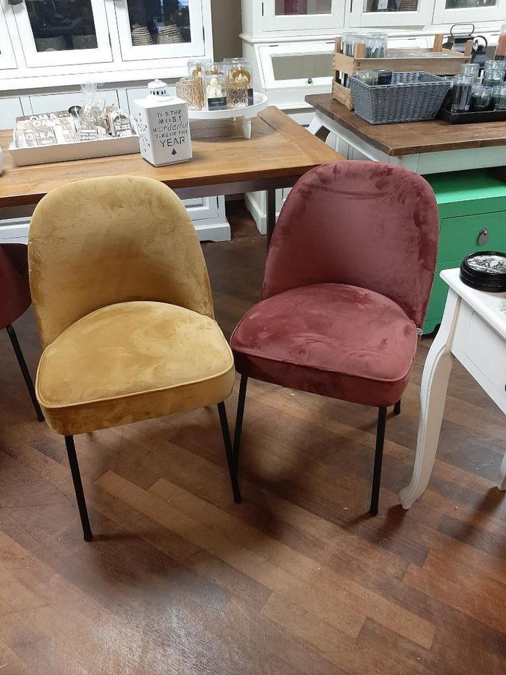 Set van 4 eetkamerstoelen BePureHome Vogue Kastanje/mosterd, Huis en Inrichting, Stoelen, Zo goed als nieuw, Vier, Metaal, Stof