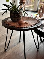 staal salontafel bijzettafel zwart staal, Minder dan 55 cm, Rond, Zo goed als nieuw, Verzenden