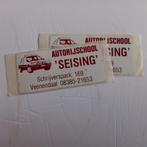 Twee leuke oude stickers.  Autorijschool SEISING. Veenendaal, Verzamelen, Ophalen of Verzenden, Zo goed als nieuw, Overige typen