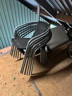6 Stapelbare Tuinstoelen - Zwart/Grijs, Ophalen, Gebruikt, Kunststof, Stapelbaar