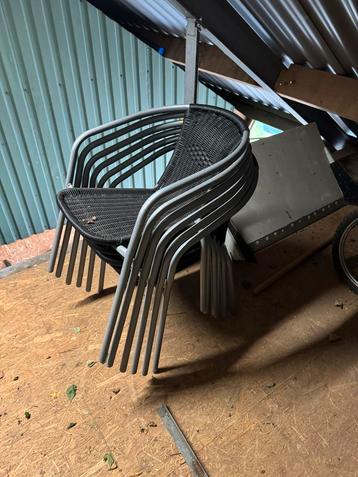 6 Stapelbare Tuinstoelen - Zwart/Grijs beschikbaar voor biedingen