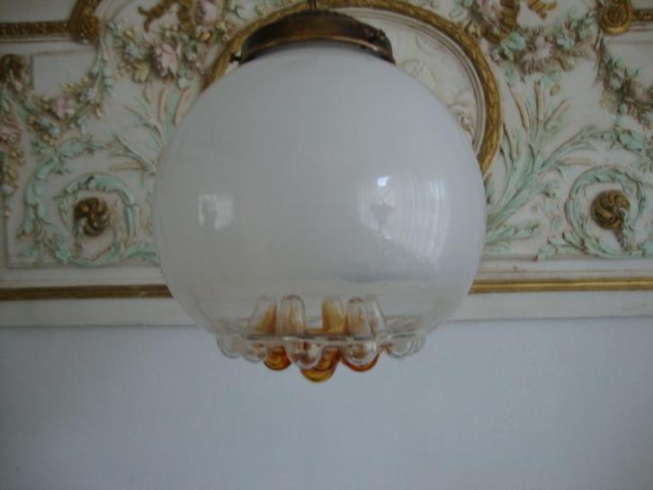 Vintage Mazzega Murano Glazen Hanglamp +/- 1970, Huis en Inrichting, Lampen | Hanglampen, Gebruikt, Minder dan 50 cm, Glas, Metaal