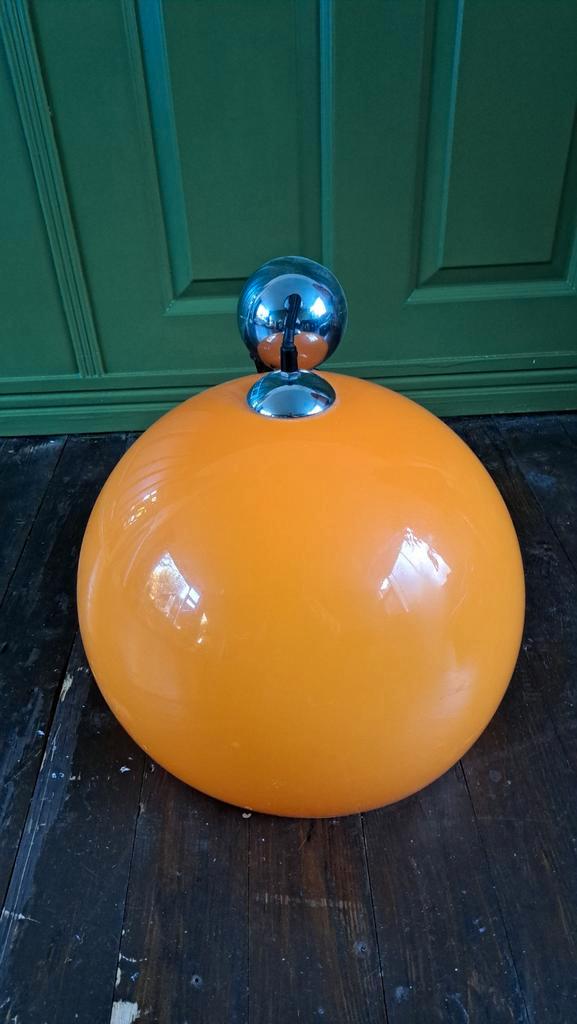 Vintage Retro Oranje Lampenkap Jaren 70, Huis en Inrichting, Lampen | Hanglampen, Gebruikt, Minder dan 50 cm, Kunststof, Ophalen