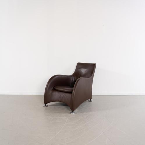 2x Montis Loge Fauteuil Donkerbruin Leder, Huis en Inrichting, Fauteuils, Zo goed als nieuw, Leer, Metaal, 75 tot 100 cm, 100 tot 125 cm