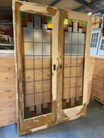 Set schuif / en-suite deuren met glas in lood 214x146cm, Antiek en Kunst, Ophalen