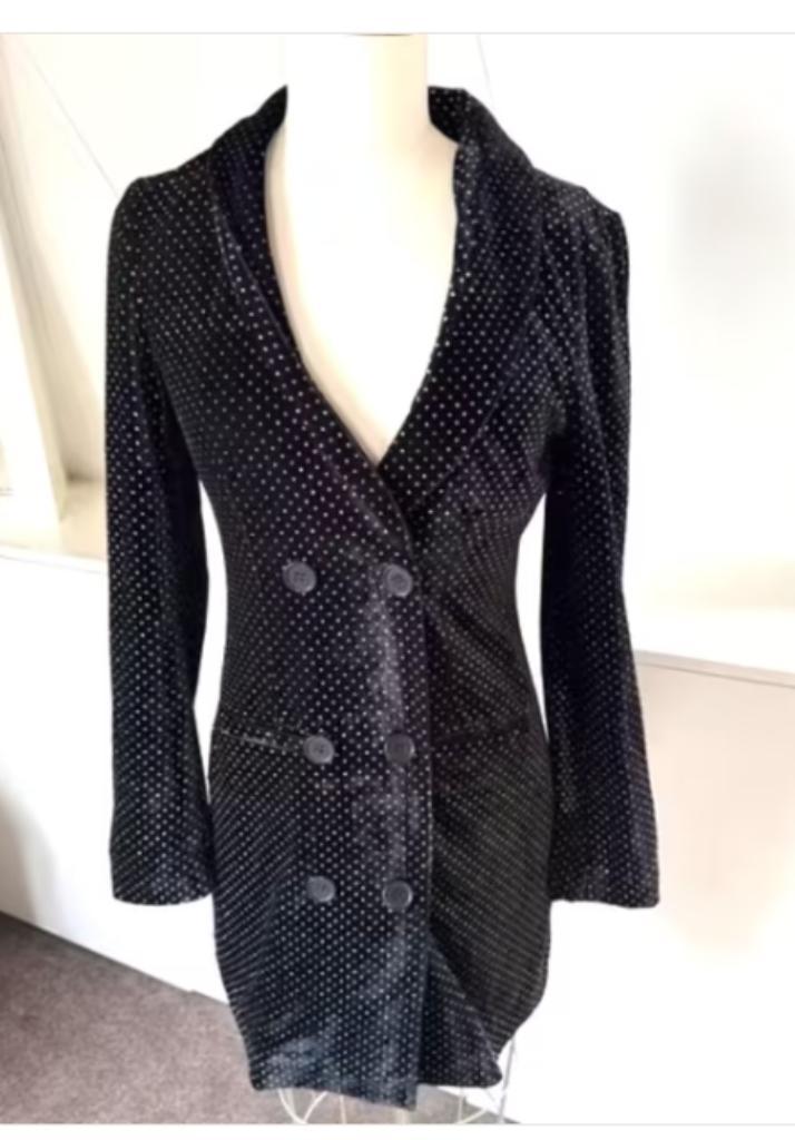 Na-kd zwarte fluwelen jurk/jas mt 36 nieuwstaat CHCS, Kleding | Dames, Jurken, Zo goed als nieuw, Maat 36 (S), Zwart, Boven de knie