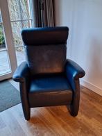Leren blauwe fauteuil,, Huis en Inrichting, Fauteuils, Ophalen, Minder dan 75 cm, Leer, Zo goed als nieuw