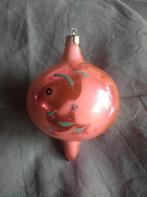 B370 oude Russische kerstbal roze met punten en vogel, Diversen, Kerst, Ophalen of Verzenden, Gebruikt