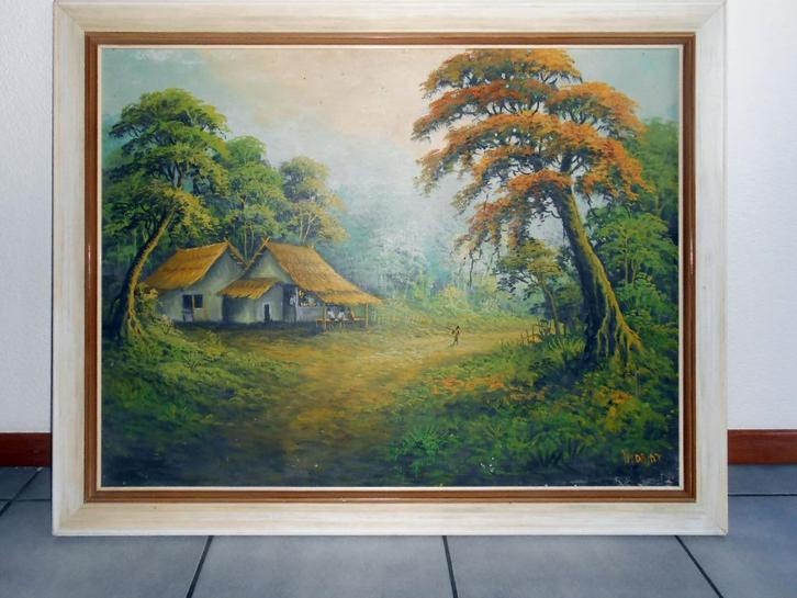 Schilderij Hidaint (?) Indonesië (?), Antiek en Kunst, Kunst | Schilderijen | Klassiek, Ophalen of Verzenden