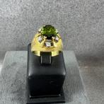 Gouden Ring | 14k | 8,93g | groene forsteriet |18,25| 381971, 18 tot 19, Gebruikt, Ophalen of Verzenden, Dame