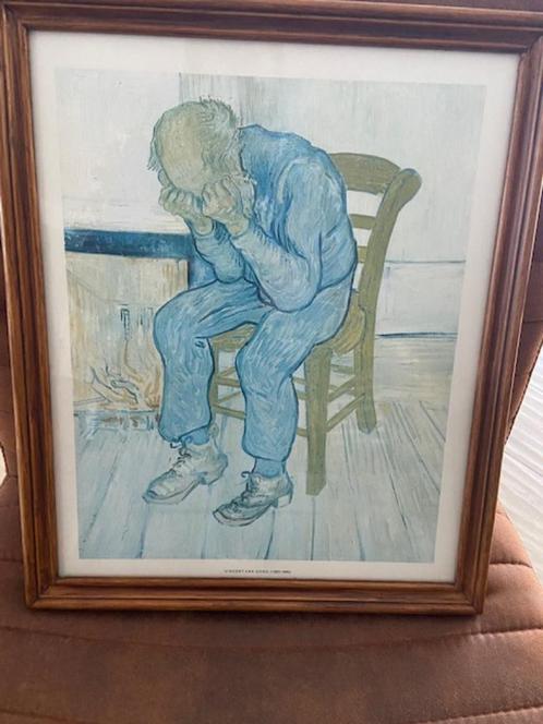 Print van Vincent van Gogh treurende oude man in gelijst, Huis en Inrichting, Woonaccessoires | Wanddecoraties, Zo goed als nieuw