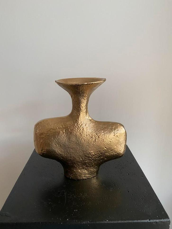 Vaas Moderna Aluminium Goud, Huis en Inrichting, Woonaccessoires | Vazen, Nieuw, Overige kleuren, Minder dan 50 cm, Overige materialen