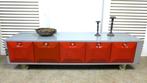 Prachtige rood grijs tv meubel, Ophalen, Gebruikt, Retro vintage industrieel, 150 tot 200 cm
