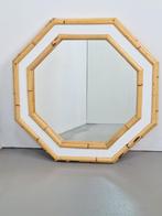 Vintage bamboo octagon wand spiegel boho achthoek Italy ´60, Huis en Inrichting, Woonaccessoires | Spiegels, N, N, Ophalen of Verzenden