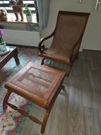 Vintage Indonesische plantagestoel met voetenbank/tafeltje, Ophalen