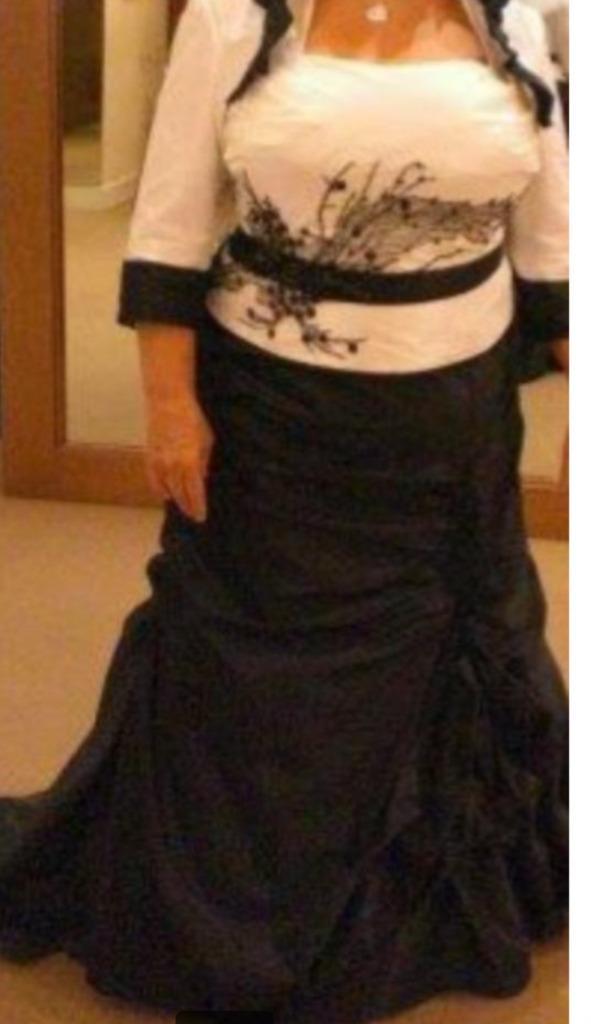 Trouwjurk 3-delig zwart/ivoorwit, Kleding | Dames, Overige Dameskleding, Zo goed als nieuw, Ophalen