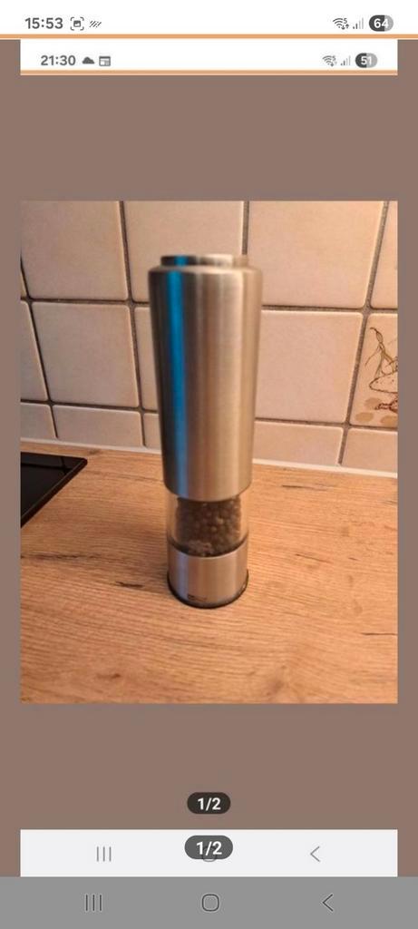 Ad Hoc electr.  pepermolen, keram.maalw.+verlichting (zgan), Huis en Inrichting, Keuken | Keukenbenodigdheden, Zo goed als nieuw