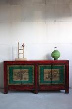 Bohemian Landelijk Chinees Dressoir Kleurrijke Chinese Kast, Uniek Oosters Landelijk Vintage Stijl Kleurrijk Aziatisch Stoer, Overige materialen