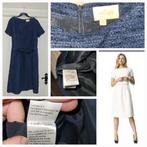 Feestelijke boucle tweed jurk ladress couture mt xl blauw., Maat 46/48 (XL) of groter, Zo goed als nieuw, LaDress, Onder de knie