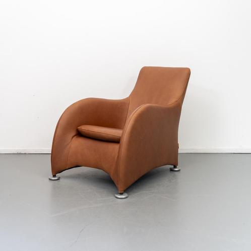 2x Montis Loge Fauteuil Cognac/Bruin - Buffalo Leder, Huis en Inrichting, Banken | Voetenbanken en Poefen, Zo goed als nieuw, Leer