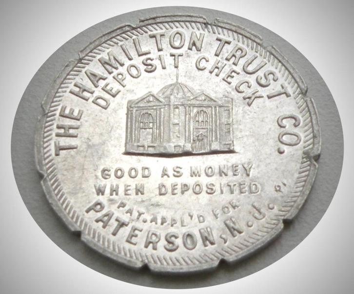 Zeldzaam! The Hamilton Trust Co. Deposit Check Paterson N.J., Postzegels en Munten, Munten | Amerika, Losse munt, Noord-Amerika