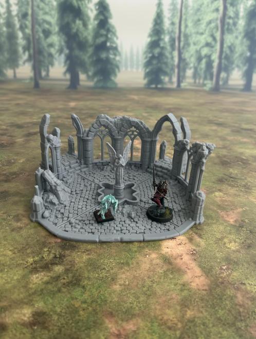 Gotisch Terrein: Kathedraal Ruïne met Standbeeld, Hobby en Vrije tijd, Wargaming, Zo goed als nieuw, Warhammer, Figuurtje(s), Ophalen of Verzenden