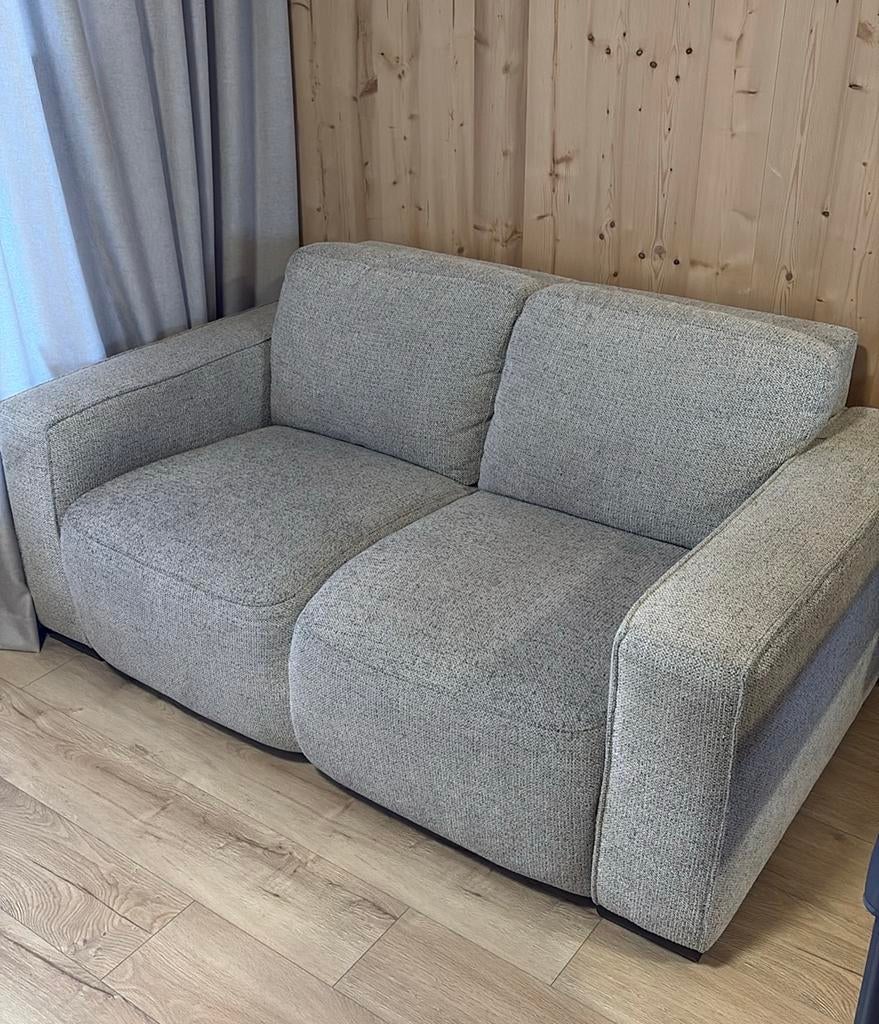 2 zits bank budget home store ‘Rik’ beige/grijs, Ophalen, Minder dan 75 cm, 150 tot 200 cm, Tweepersoons