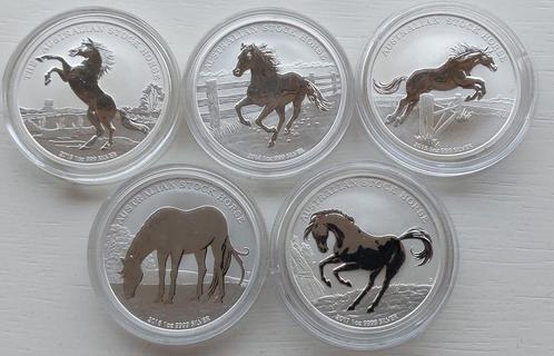 Zilveren 1 oz Stockhorse 2013 t/m 2017., Postzegels en Munten, Munten | Oceanië, Setje, Zilver, Ophalen of Verzenden