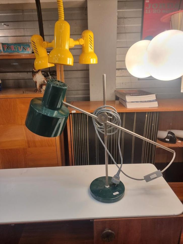 Vintage bureaulamp industrieel jaren 6p, Huis en Inrichting, Lampen | Tafellampen, Gebruikt, Minder dan 50 cm, Ophalen
