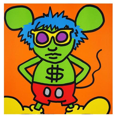 Keith Haring - Andy Mouse - Fine Art, Antiek en Kunst, Kunst | Litho's en Zeefdrukken, Ophalen of Verzenden