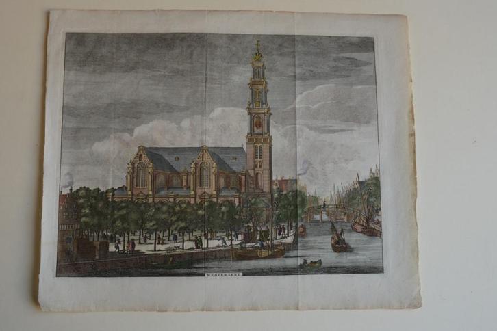 AMSTERDAM WESTERKERK en -KERK Gravure 1764 J. WAGENAAR E27, Antiek en Kunst, Kunst | Etsen en Gravures, Verzenden